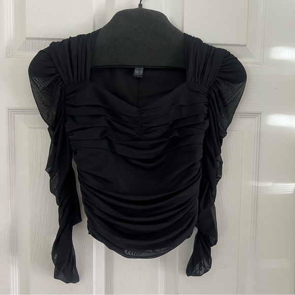 Express Body Contour Mesh Cropped Top - Picture 3 of 6